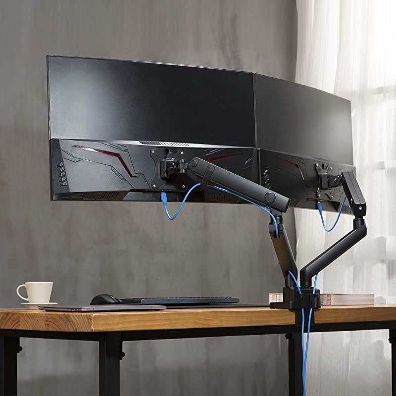 Dual 1332 Monitor Arm Desk Mount fits Two FlatCurved Monitor Full Motion Height Swivel Tilt Rotation Adjustable Monitor Arm VESACClampGrommetCable Management