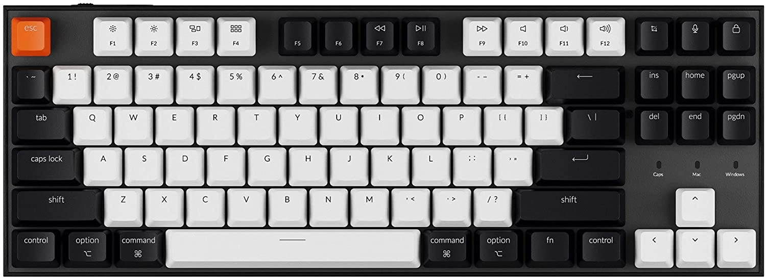 Keychron C1 Hot-swappable Wired Mechanical Keyboard for Mac Layout, Keychron Mechanical Red Switch/USB Type-C Cable/Double-Shot ABS Keycaps Tenkeyless 87 Keys Computer Keyboard for Windows PC Laptop