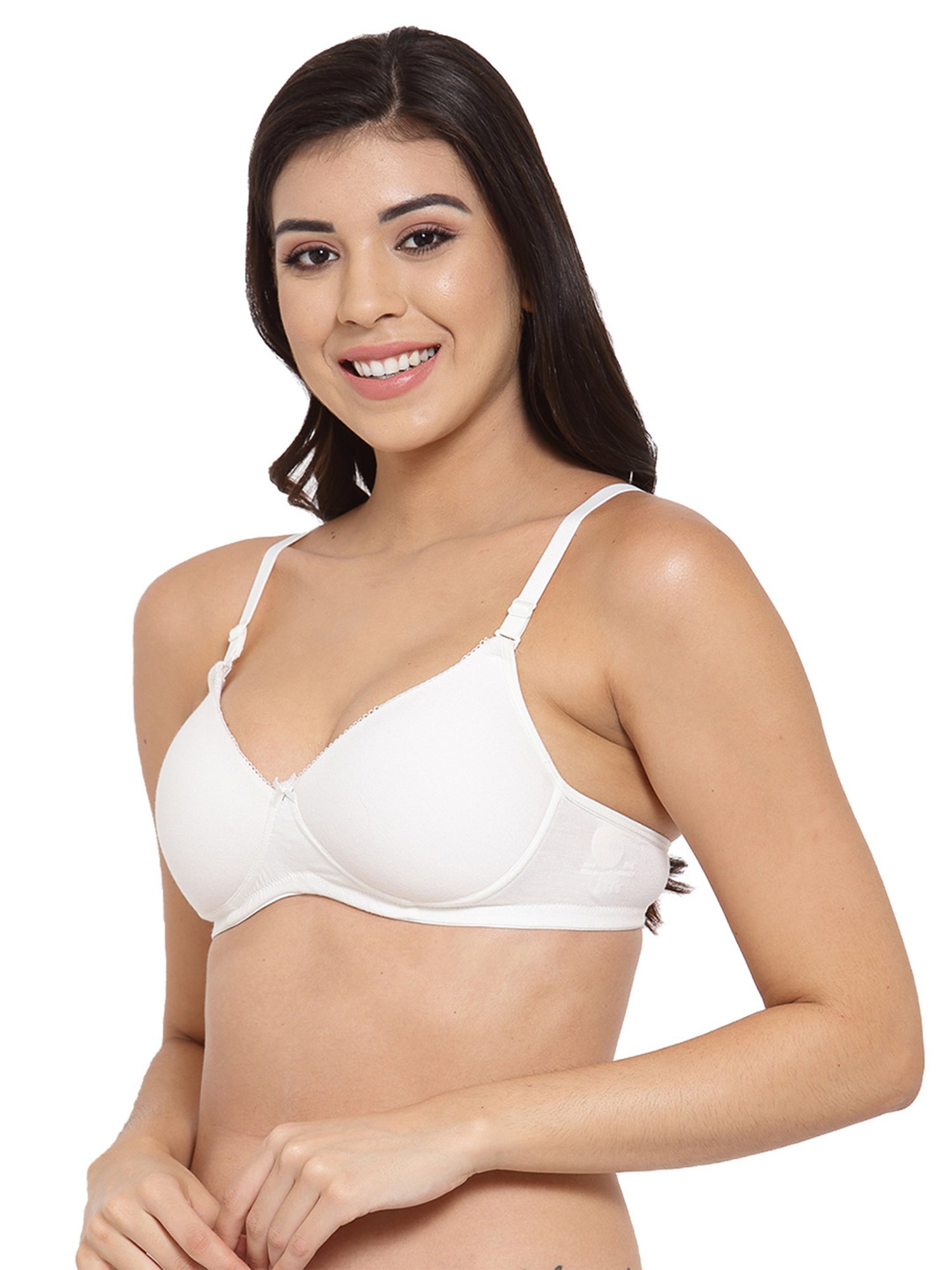 Inner Sense White & Beige Full Coverage T-Shirt Bra - Pack of 3