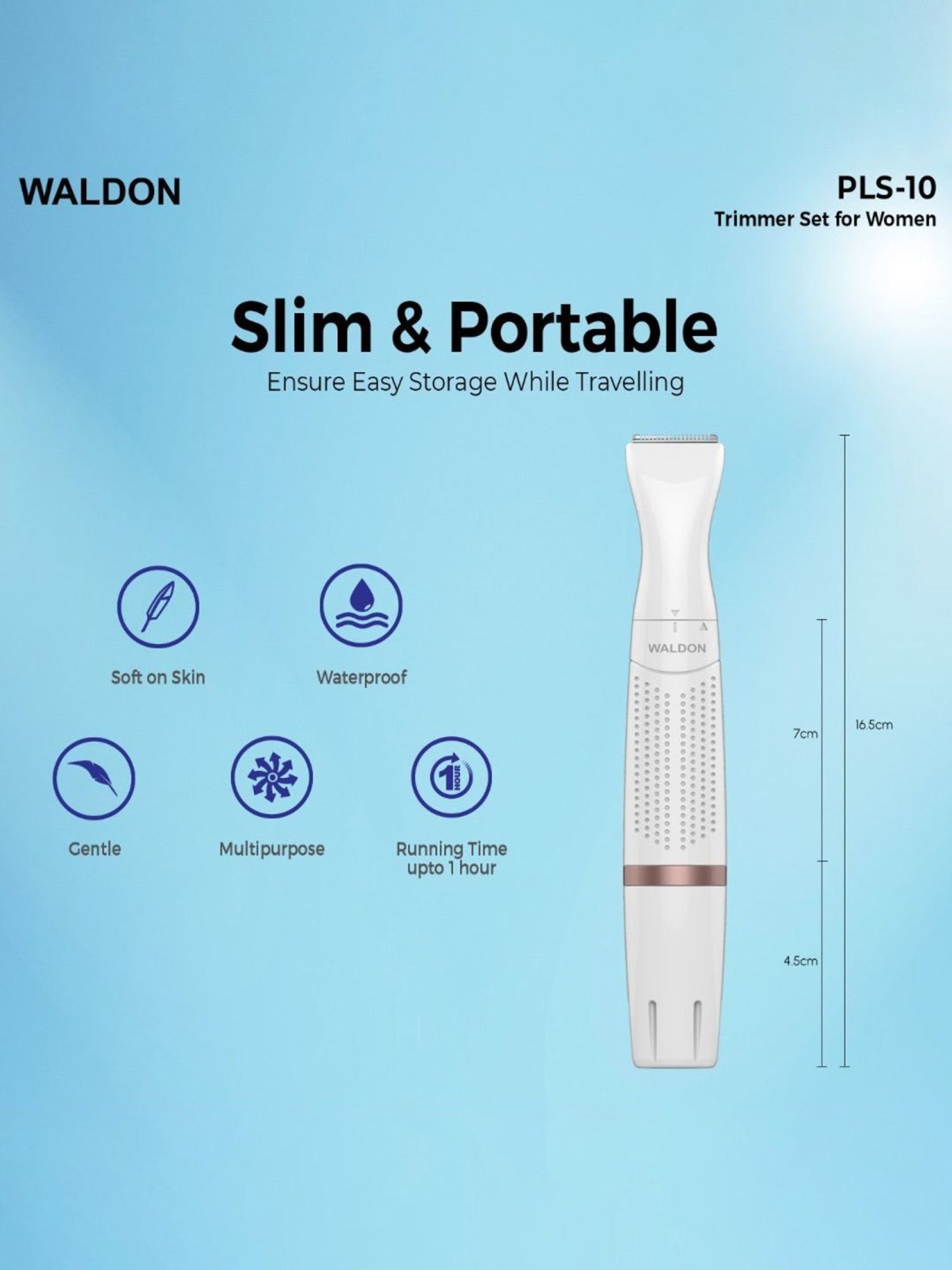 Waldon 3 In 1 PLS-10  Cordless Electric Trimmer Set for Women (White)