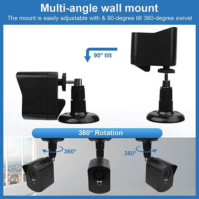 Cam Wall Mount BracketFull Protective Weather Proof 360 Degree Adjustable Outdoor Indoor Mount and Cover Case for Cam 1080p HD Camera Black 3 Pack