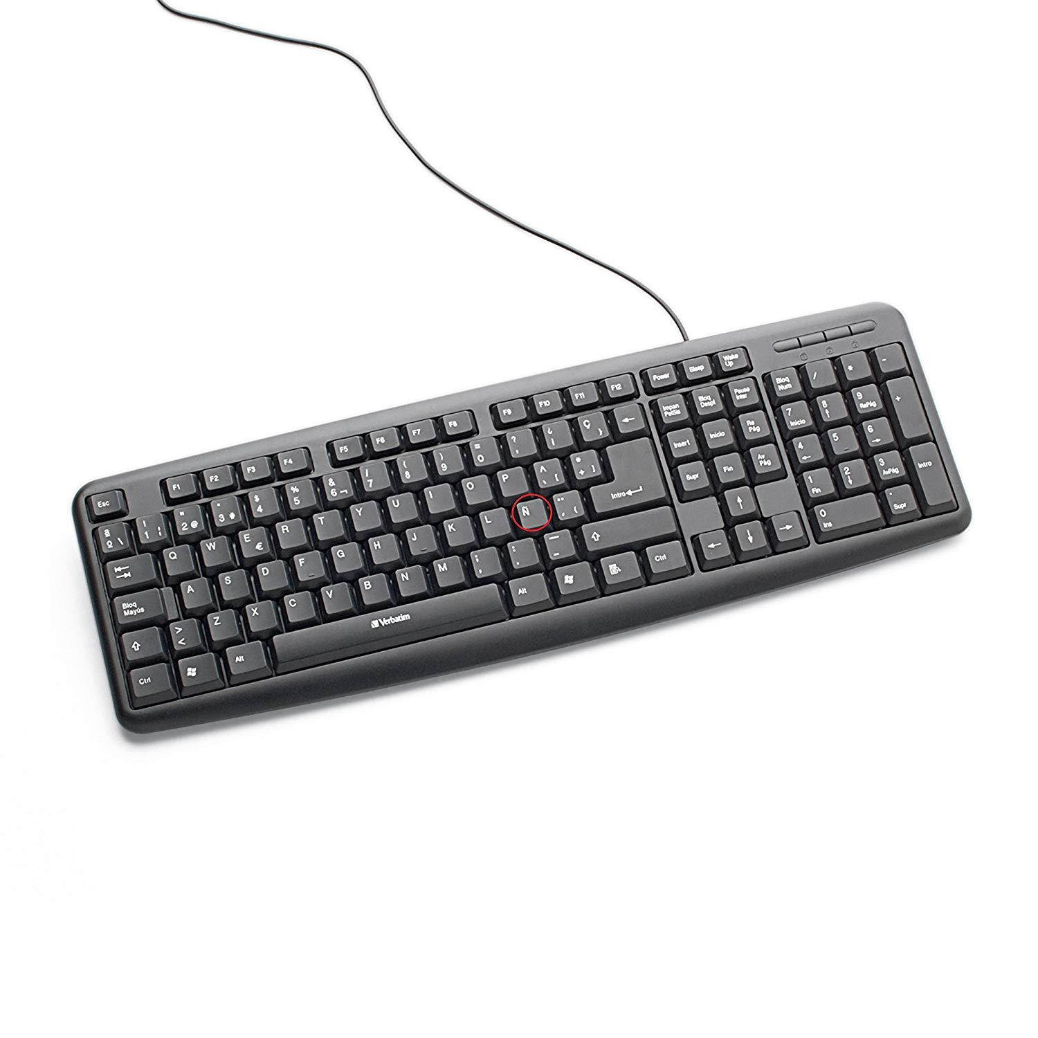 Verbatim Slim Corded USB Keyboard and Mouse - Black (Spanish)