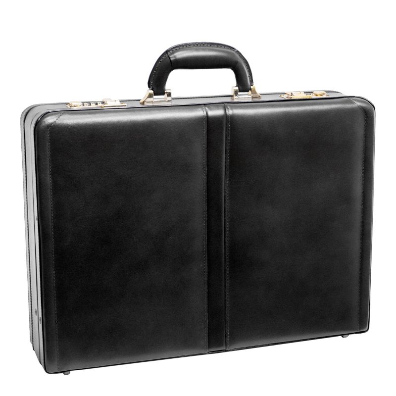 McKlein Harper Leather 4.5" Expandable Attache Briefcase - Black