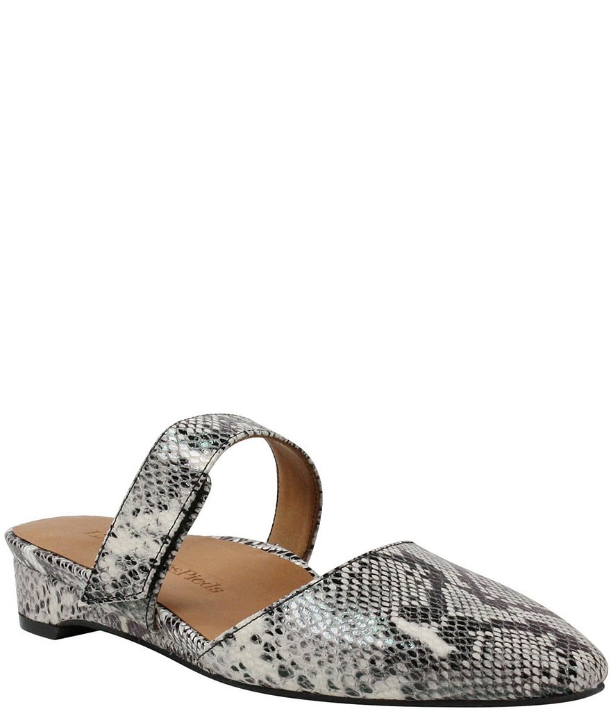 L'Amour Des Pieds Baruk Snake Print Leather Mules