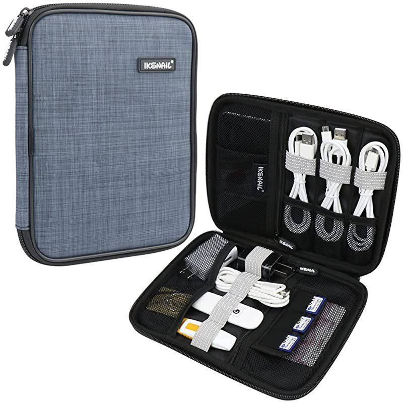 Universal Cable Organizer Bag  Small Electronics Accessories Cases Travel Carrying Pouch for USB Cables Earphone Charger Phone Charging Cords SD Card Hard Drive Gray