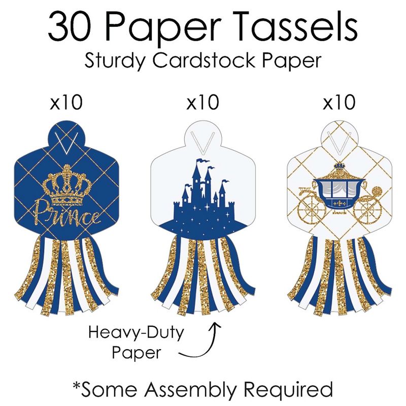 Big Dot of Happiness Royal Prince Charming - 90 Chain Links & 30 Paper Tassels Decor Kit - Baby Shower or Birthday Party Paper Chains Garland - 21 ft