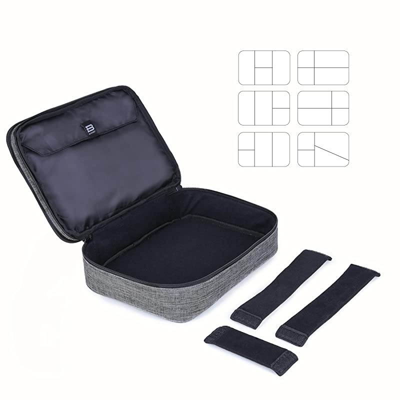 Electronic Organizer  Travel Cable Organizer Bag Double Layer for 105 Inch Tablet Hard Drives Cables Phone USB SD Card GreyLarge