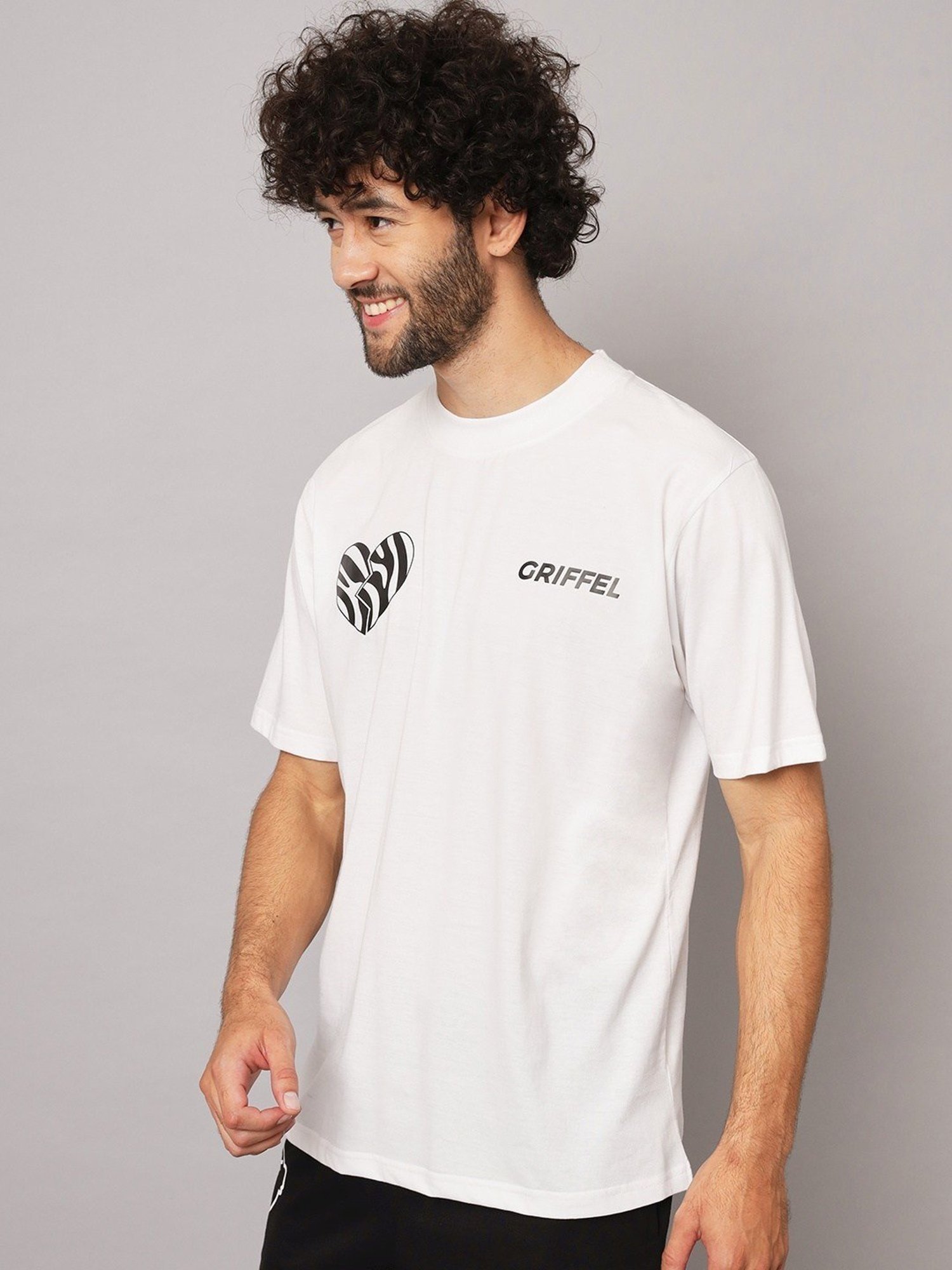 Griffel White Cotton Loose Fit Printed Co-Ord Set