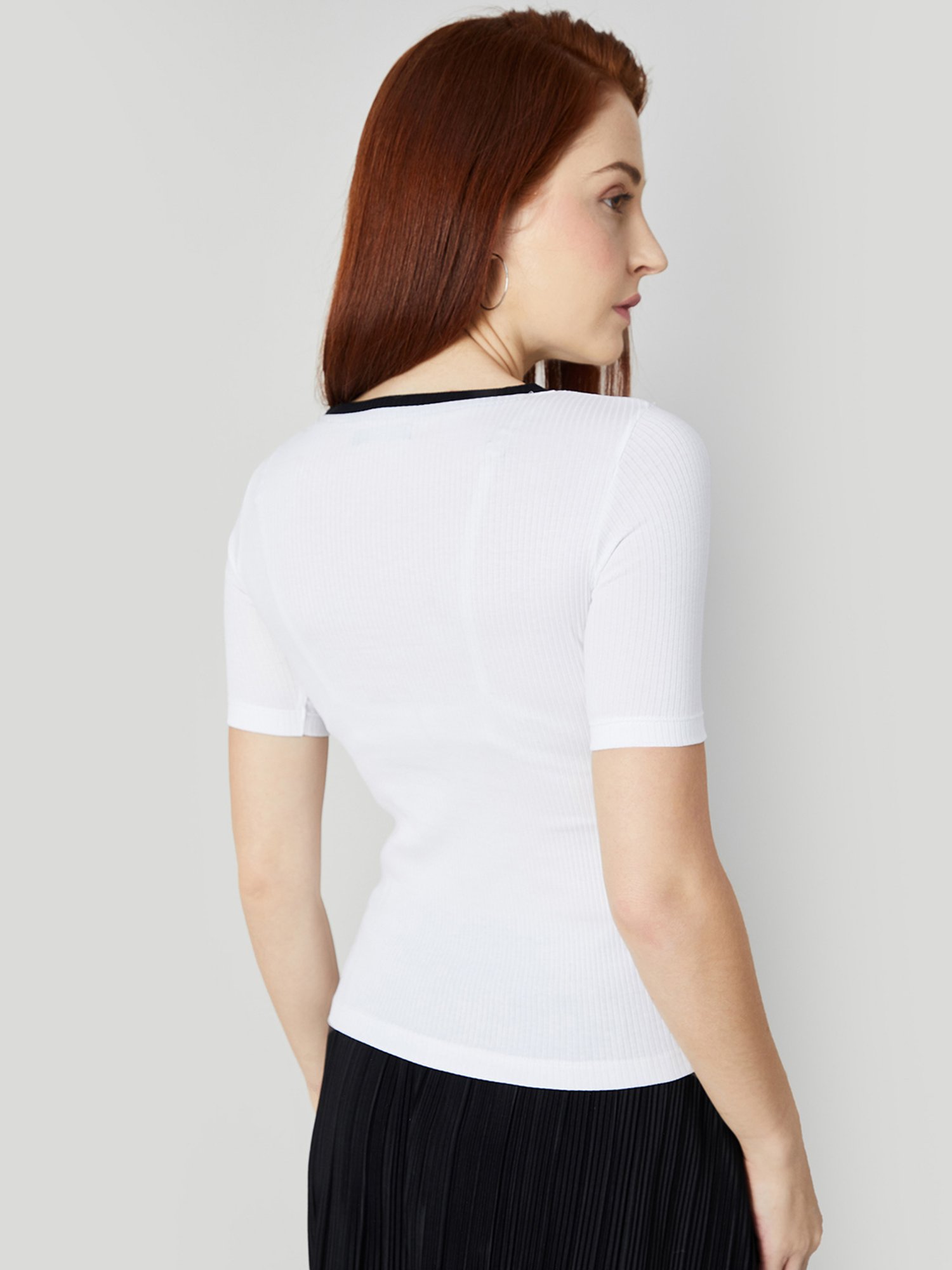 Code by Lifestyle White Cotton Regular Fit Top
