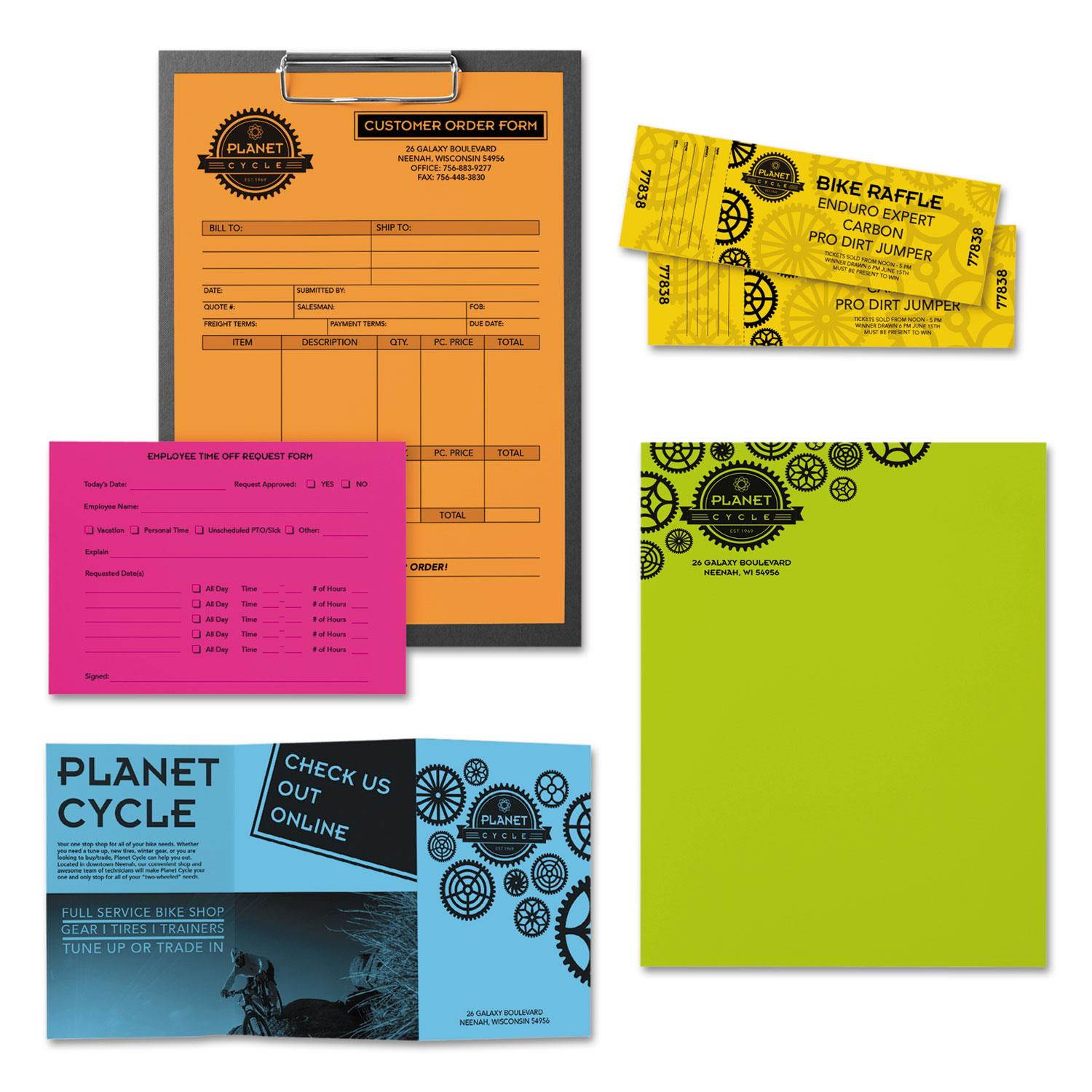 NEENAH PAPER Color Paper -"Bright" Assortment 8 1/2 x 11 5 Colors 24lb 500