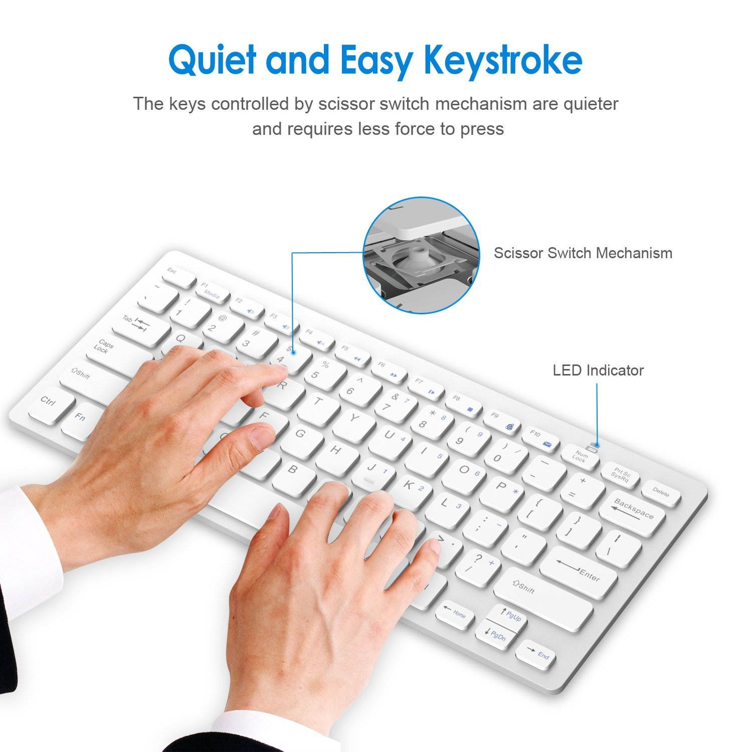 JETech Ultra-Slim 2.4G Wireless Keyboard  (Black) - 2160  for  Windows XP /7/8/10/Vista