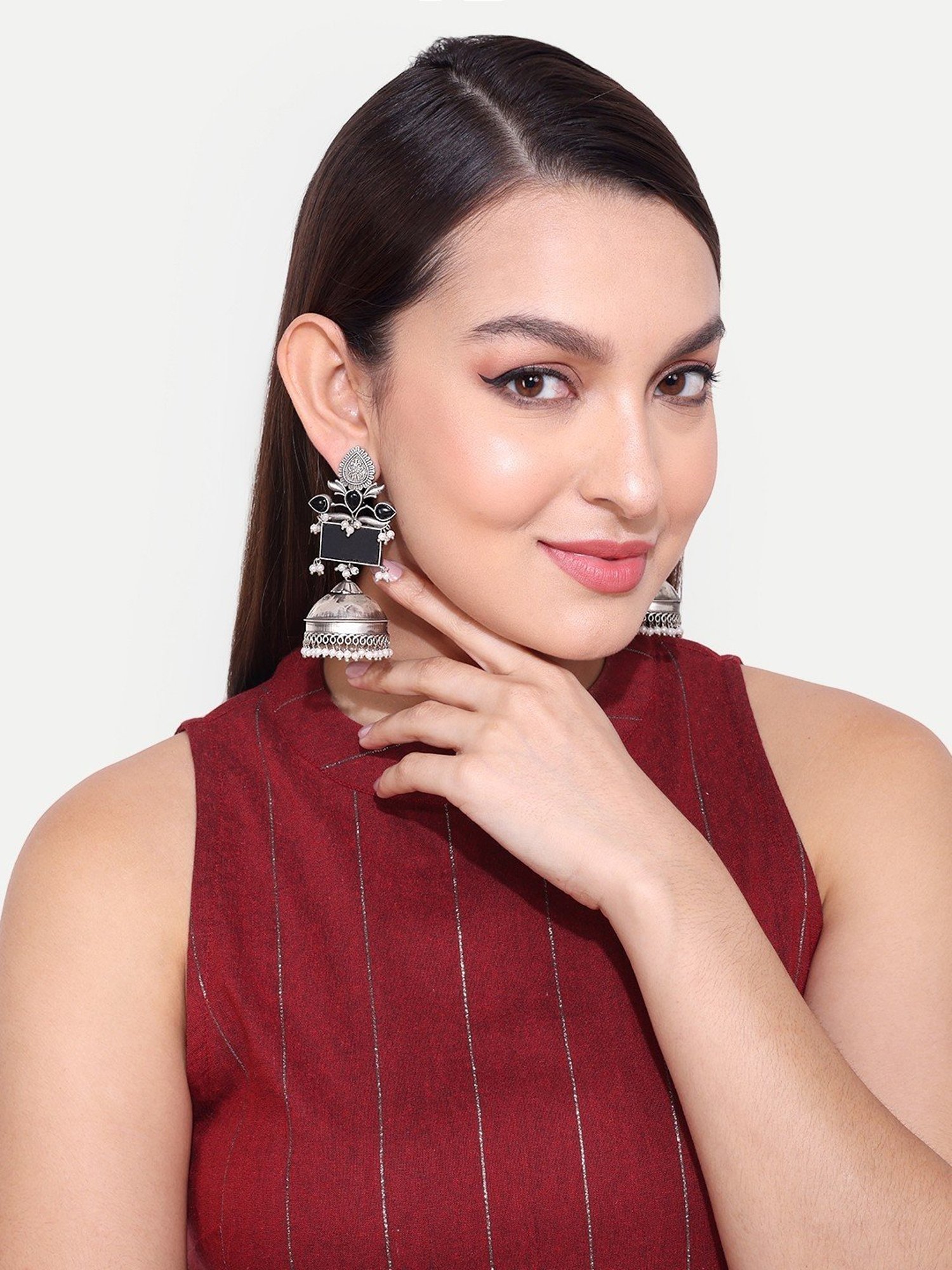 Abdesigns German Silver-Plated High Quality Jhumki Earrings