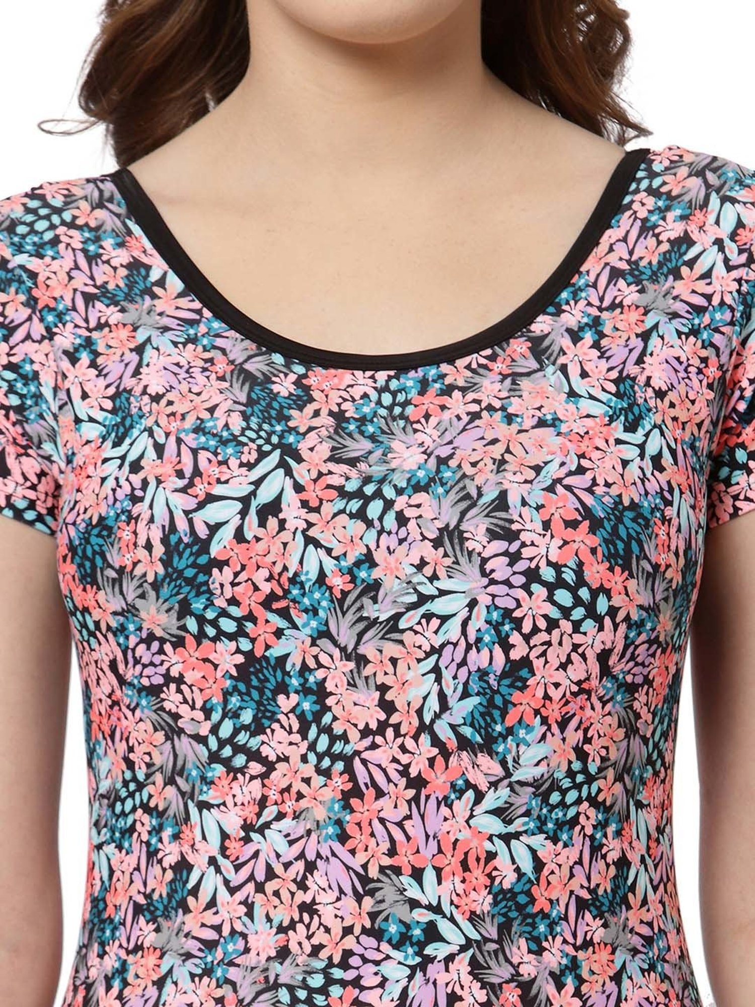 Cukoo Multicolor Printed Swim Top With Shorts