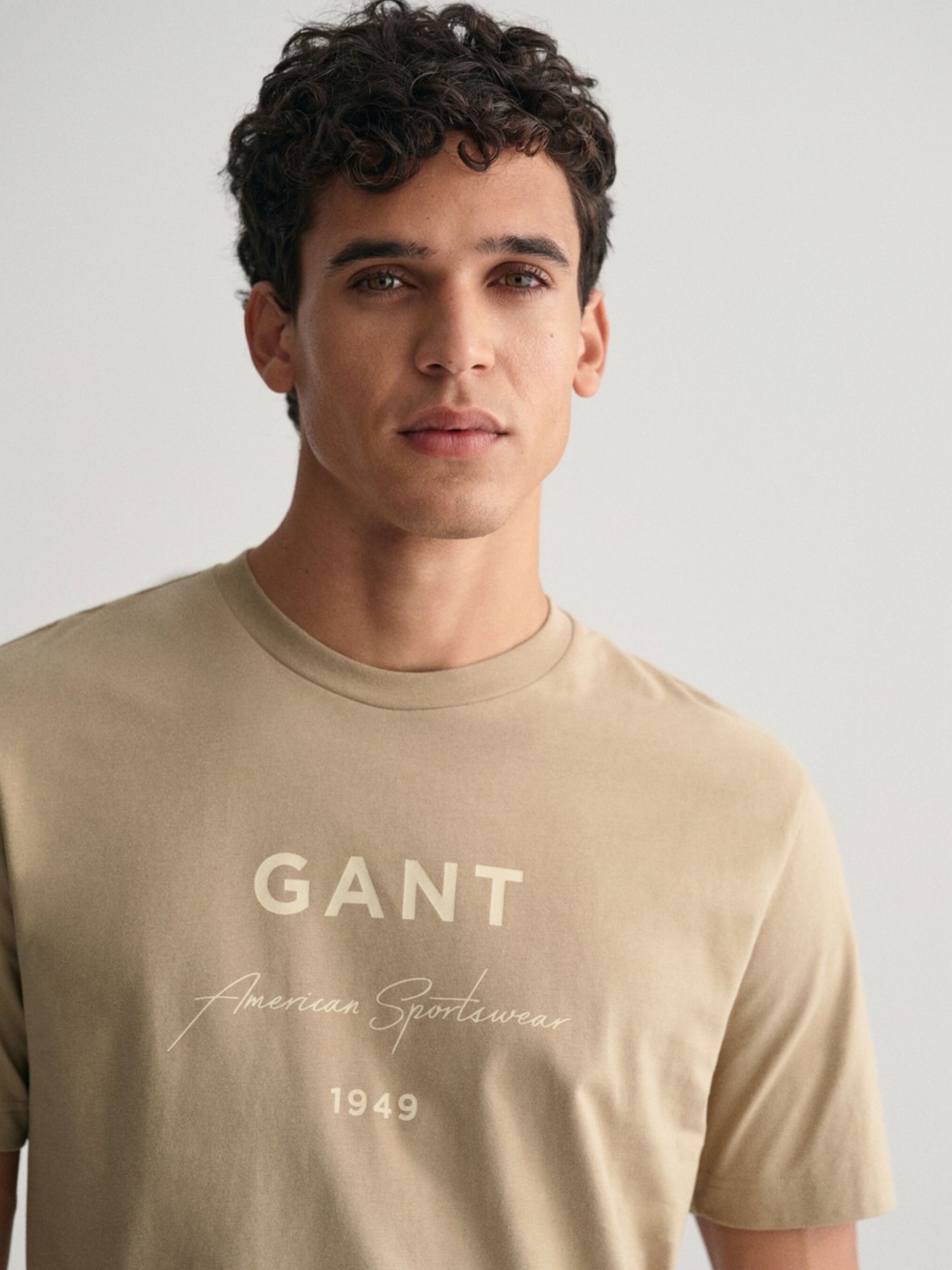 Gant Khaki Cotton Regular Fit Printed T-Shirt