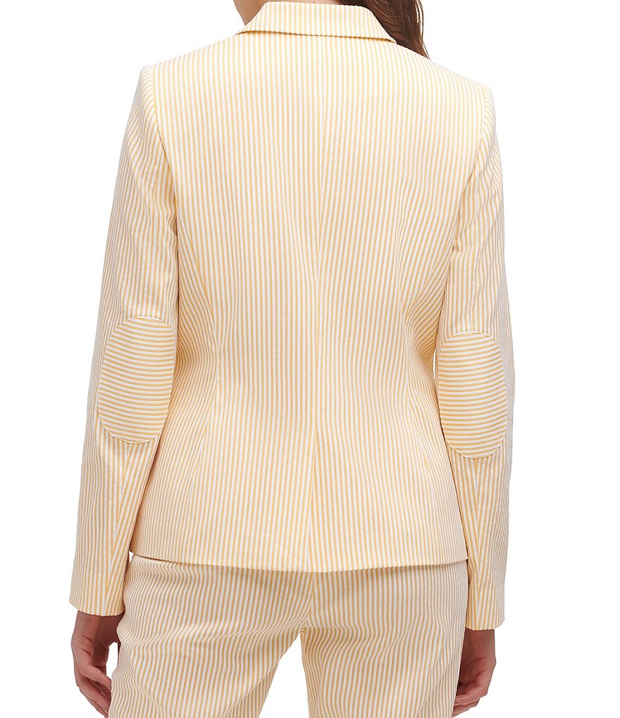Eva Varro Solid Knit Jersey Notch Lapel Collar Two-Button Jacket