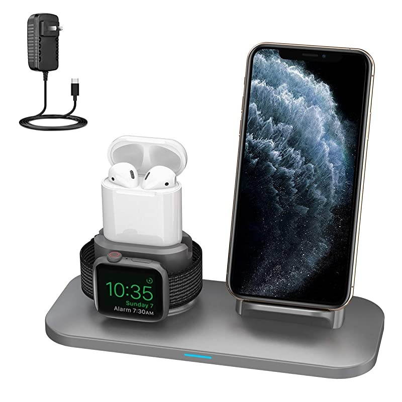 Wireless Charger 3 in 1 Wireless Charger Station for AirPods 21 and iWatches 54321 Qi Fast Wireless Charger Compatible with iPhone1111Pro MaxXRXS MaxXSXBuiltin iWatch Charger