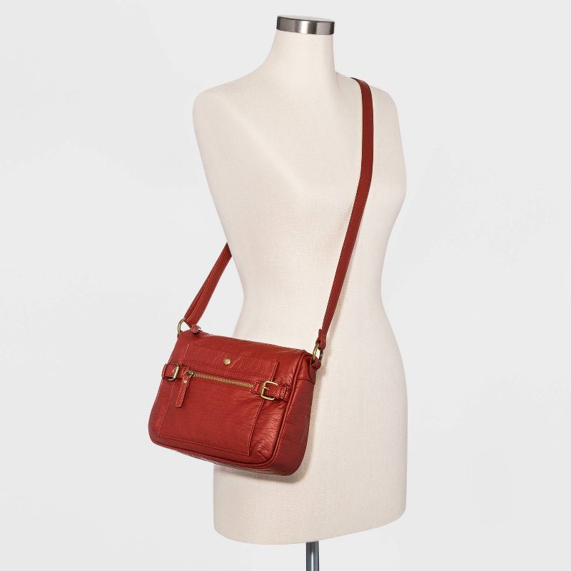 Bueno Zip Closure Crossbody Bag - Red