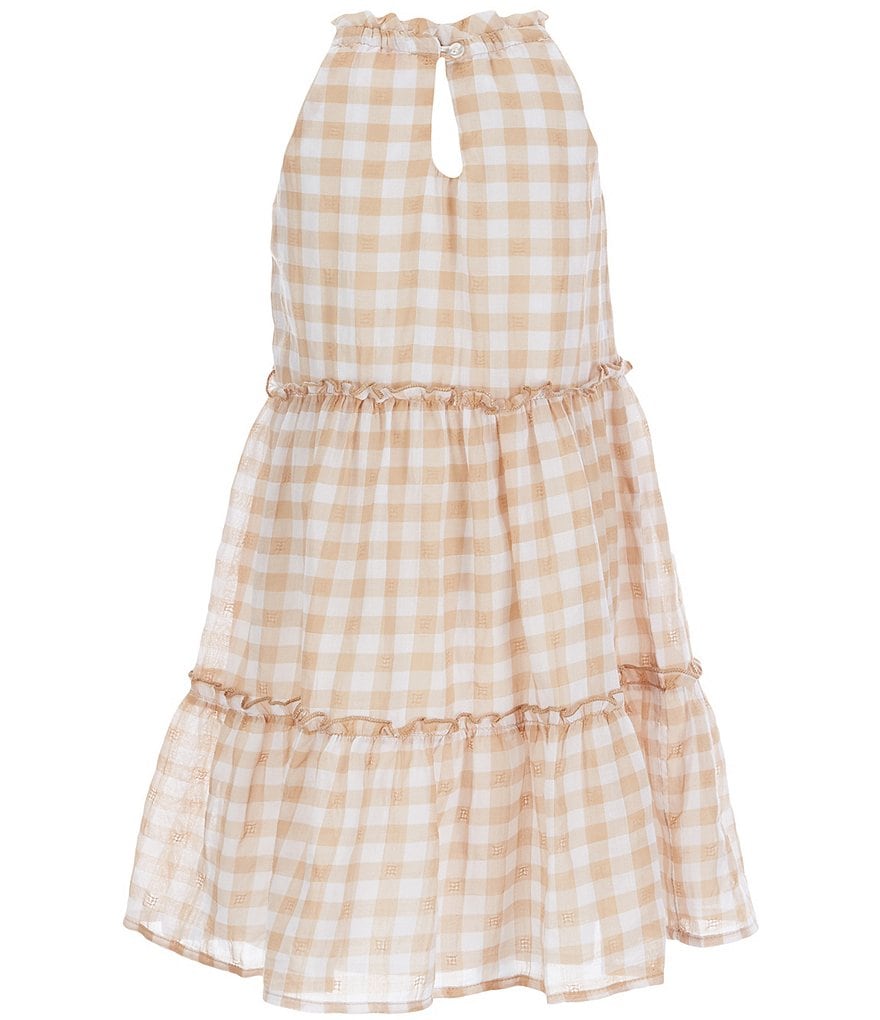 GB GB Girls Little Girls 2T-6X Textured Gingham Tiered Dress