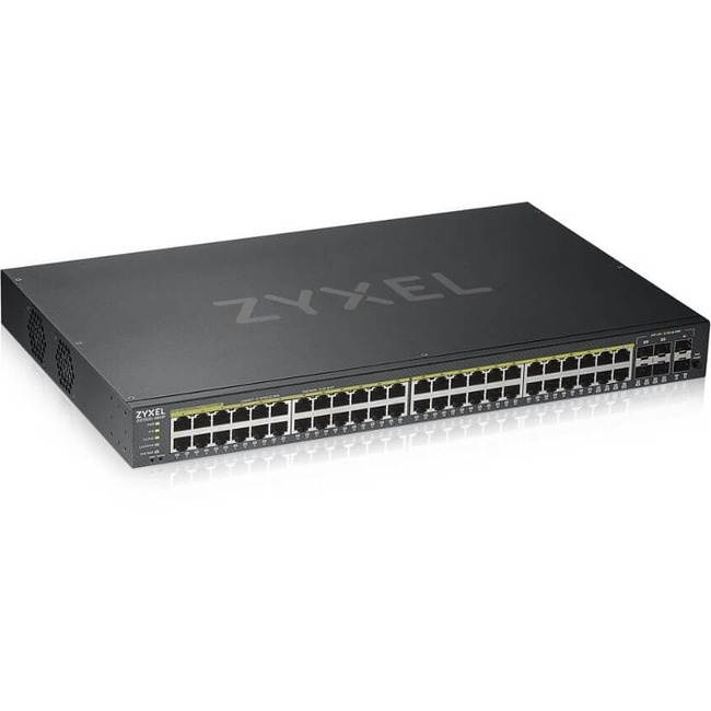 Zyxel 48-Port Gigabit Ethernet High Powered PoE 375W NebulaFlex Smart Managed Switch | 4X RJ-45/SFP Ports | 802.3at 802.3af | Metal | Limited Lifetime [GS1920-48HPv2]