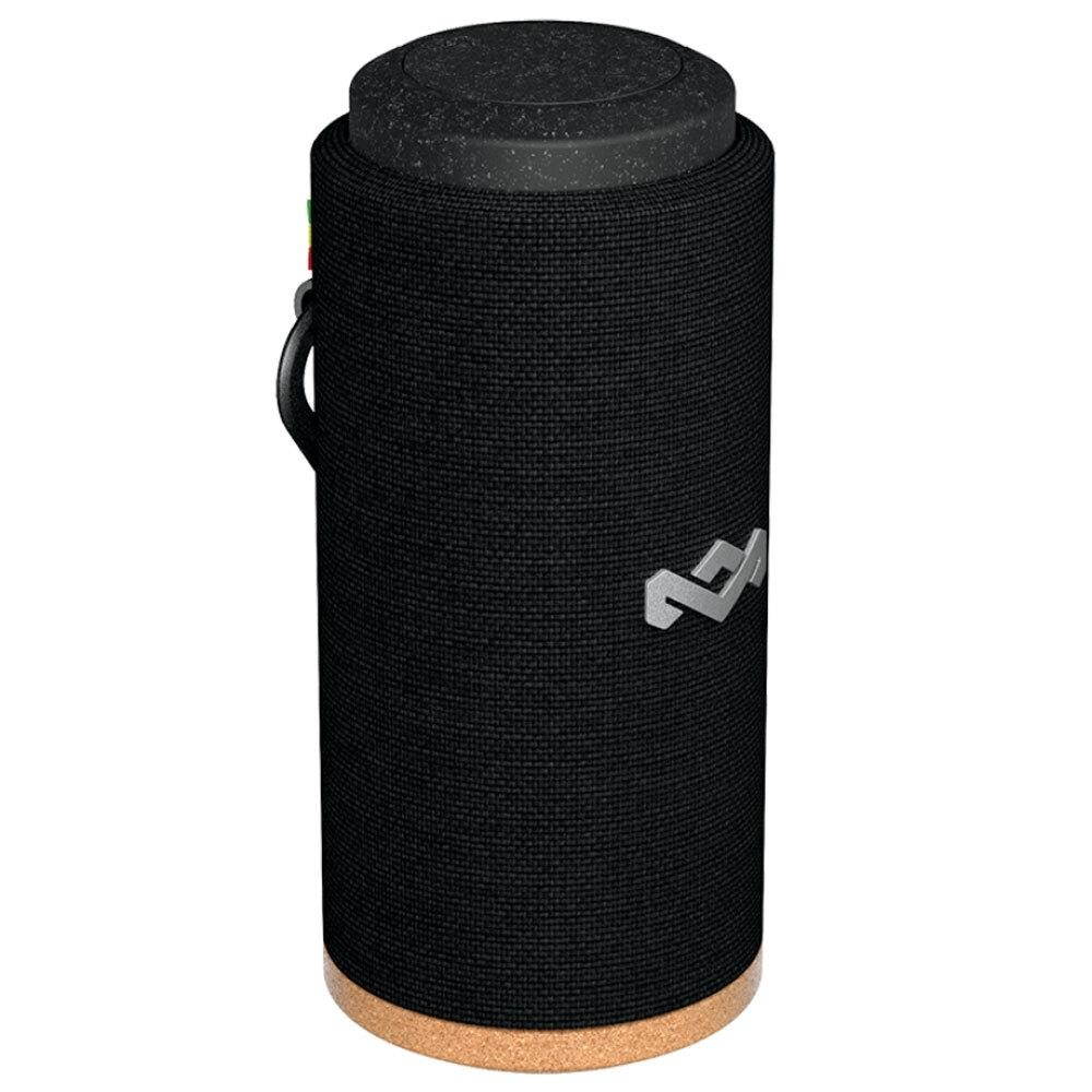house of marley, no bounds sport, outdoor speaker | 12hour battery life, water & dustproof ip67 | buoyant, quick charge, wireless dual speaker pairing, auxin, carabiner clip for travel | black