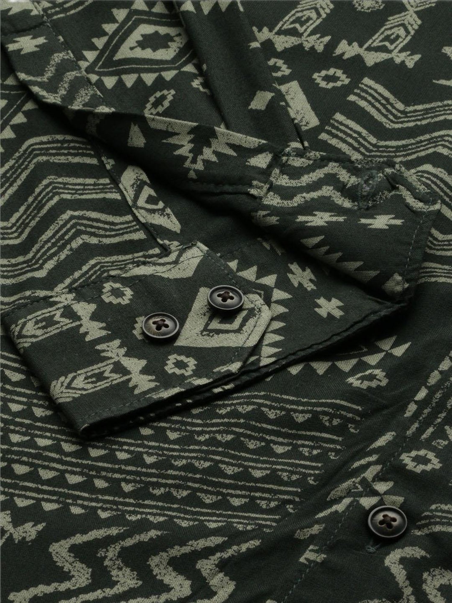 Bene Kleed Green Regular Fit Printed Shirt