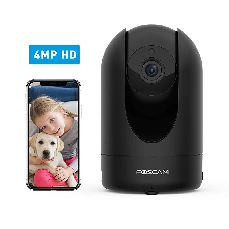 Home Security Camera  R4S 4MP WiFi IP CameraWireless Baby Monitor with AI Human Detection Sound Detection 33ft Night Vision 2 Way Audio Camera Compatible with Alexa Black