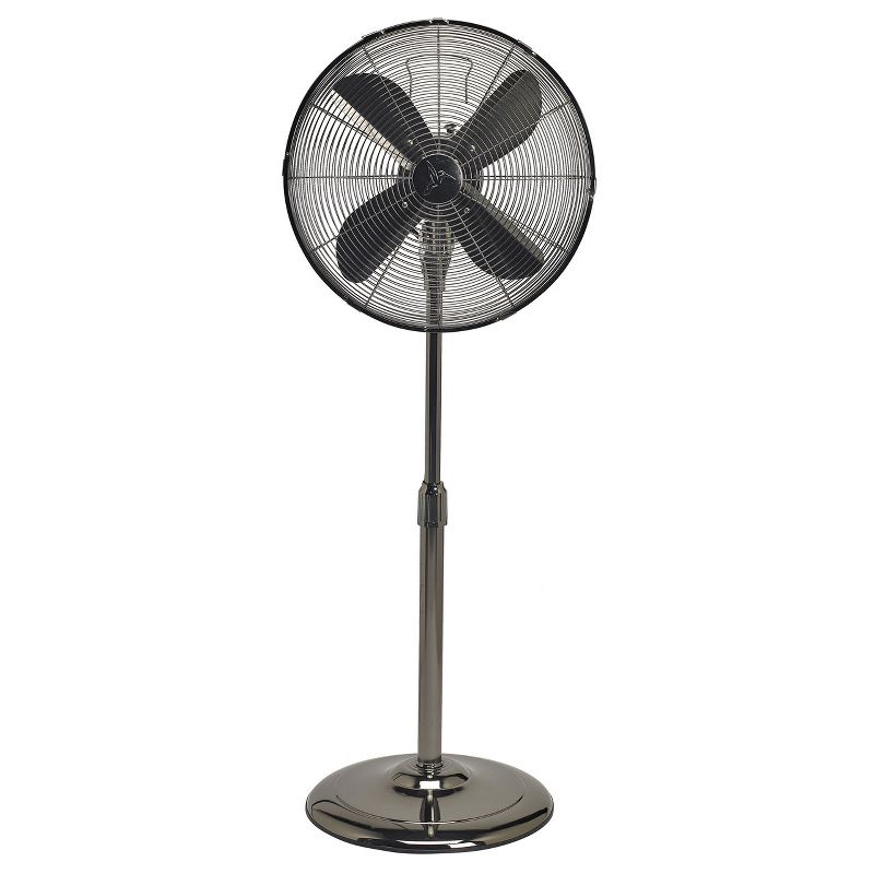 DecoBREEZE DBF0210 Electric Oscillating 3 Speed Air Circulating Adjustable Height Pedestal Fan with Quiet Motor, Metallic Black