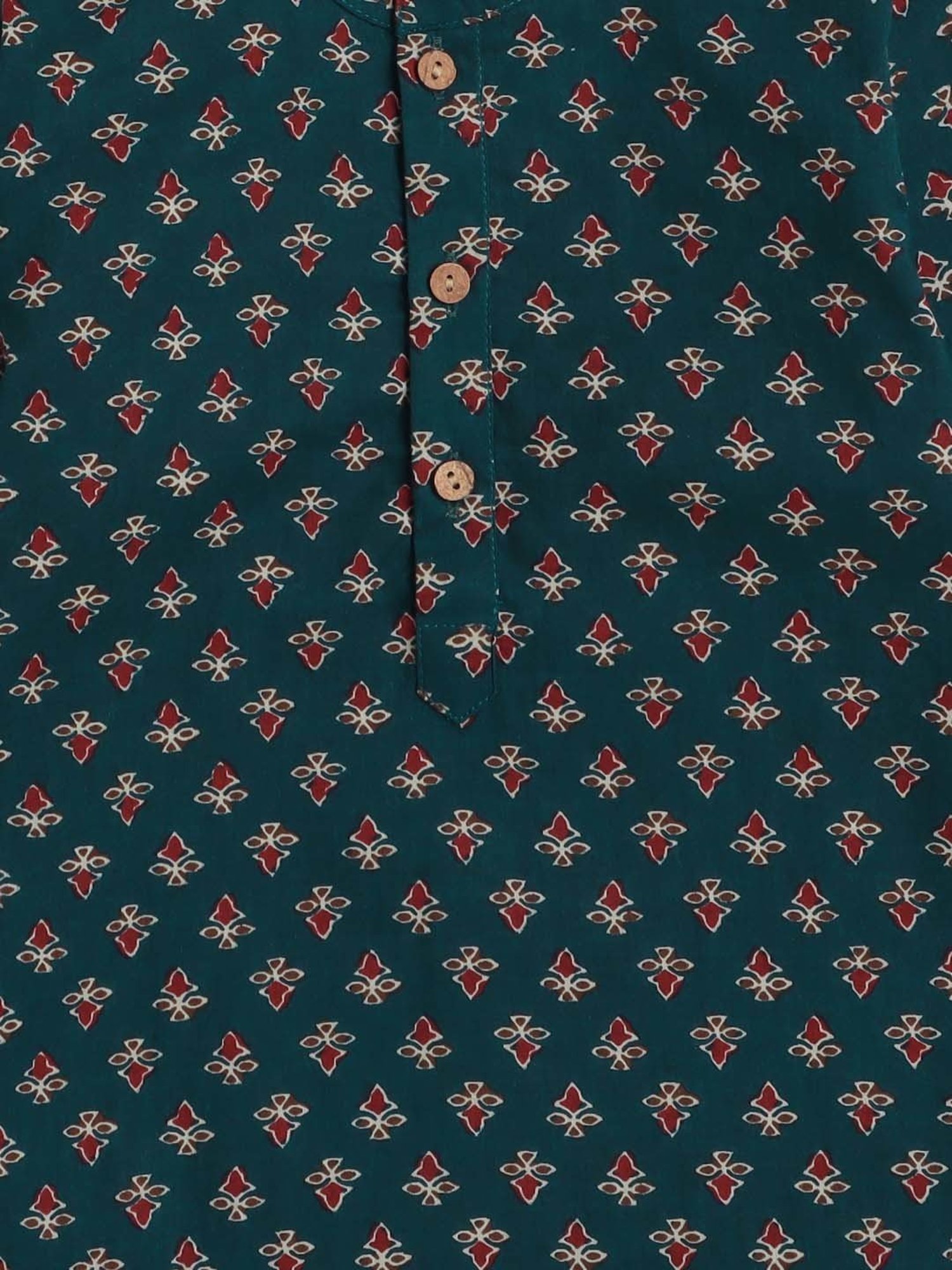 The Magic Wand Kids Navy & White Cotton Floral Print Full Sleeves Kurta Set