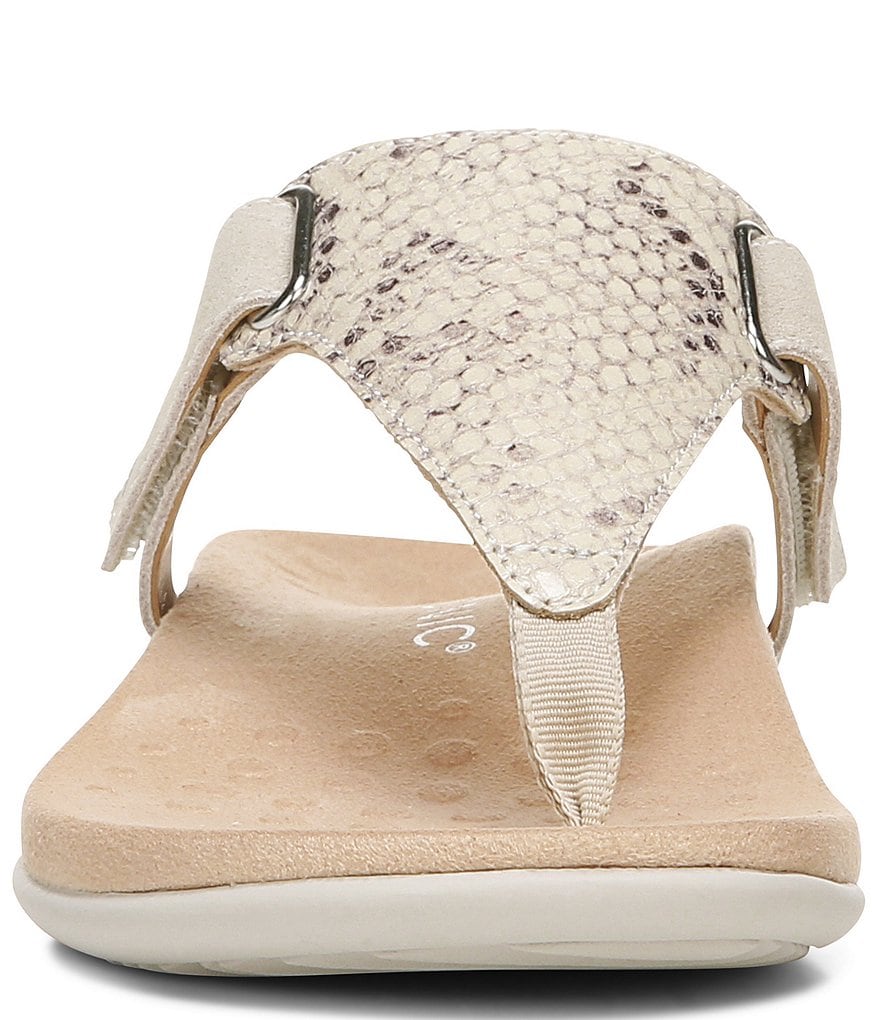 Vionic Wanda Snake Embossed T-Strap Sandals