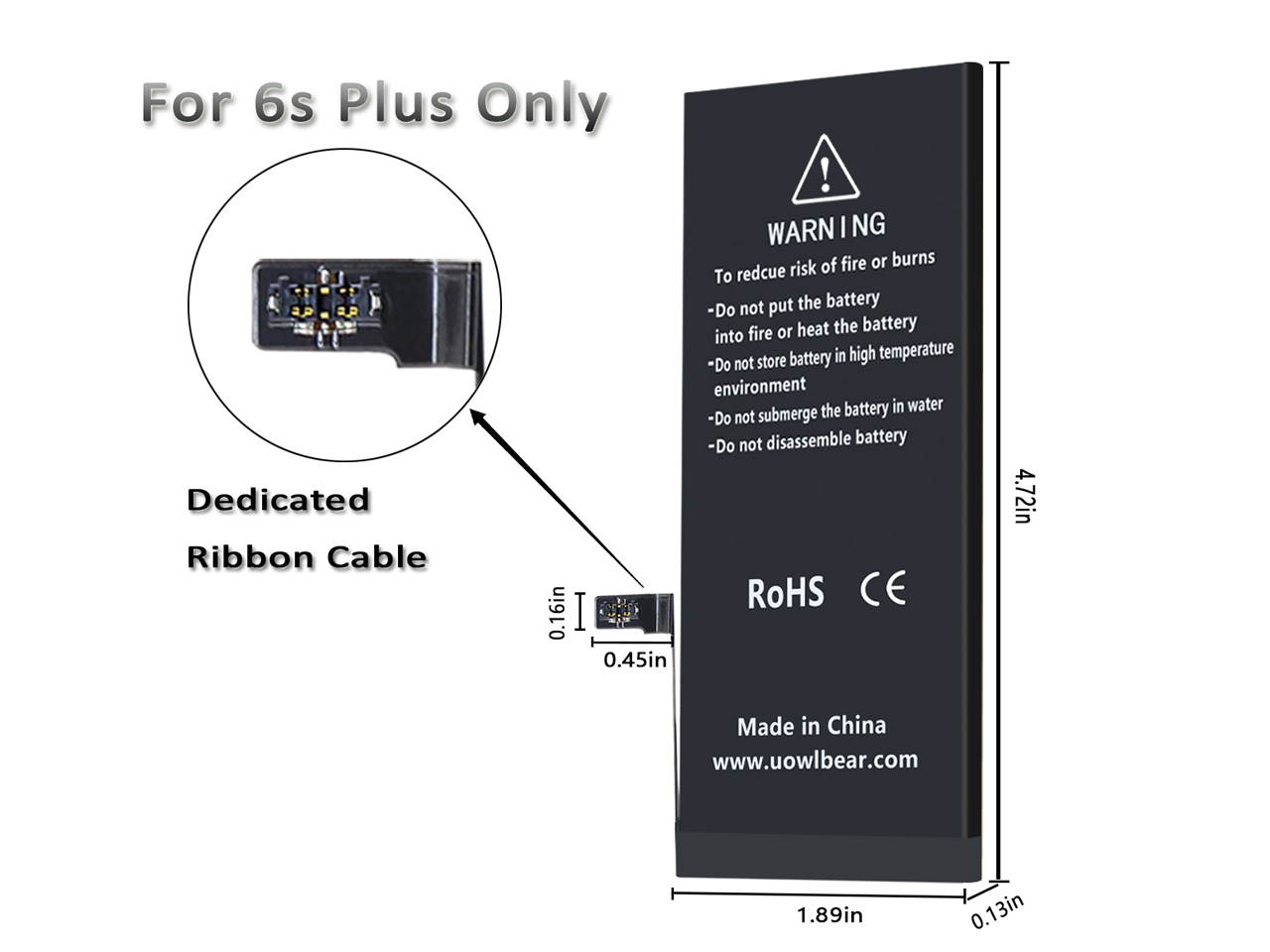 Uowlbear Replacement 6s Plus Battery for 6s Plus A1634 A1687 A1699 with Complete Replacement Kits 0 Cycle -High Capacity