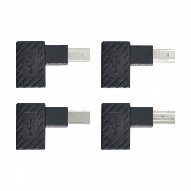 Jimier 4Pcs USB 2.0 B Type Male to Female Extension Adapter Horizontal Vertical Angled 90 Degree for Disk Scanner