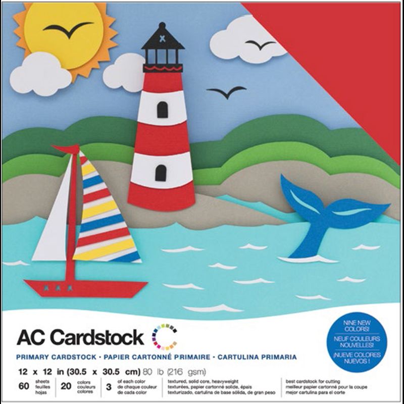 American Crafts Variety Cardstock Pack 12"X12" 60/Pkg-Primaries
