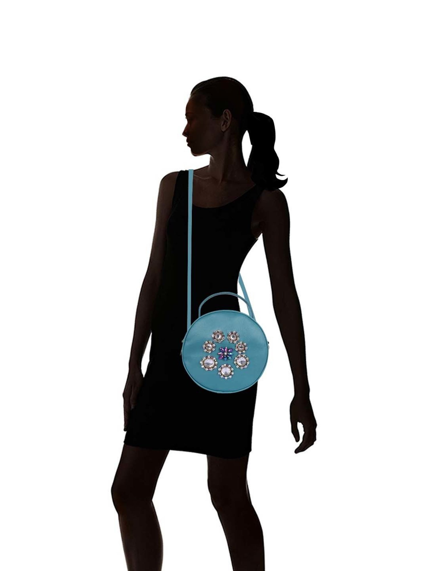 Bagsy Malone Blue Embellished Medium Sling Handbag