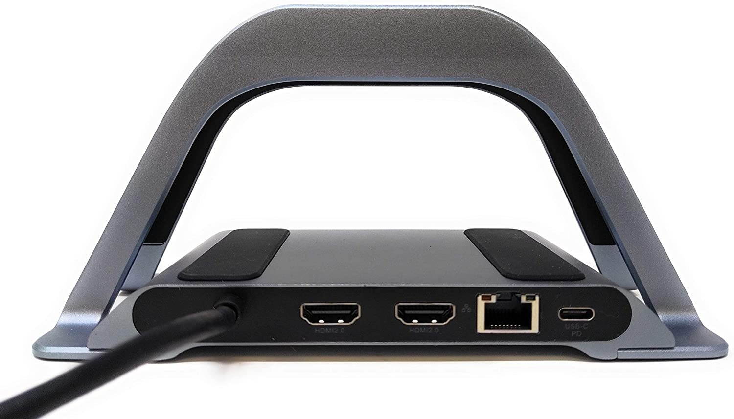 HumanCentric Vertical Stand for MacBook with Integrated 10-in-1 Dual Display Hub &ndash; USB-C Dual Display 10-in-1 Docking Station for MacBooks | USB C Hub for MacBook Only