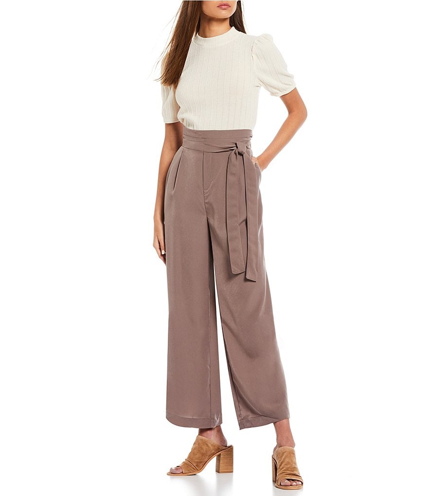 Blu Pepper Puff Sleeve Mock Neck Knit Top