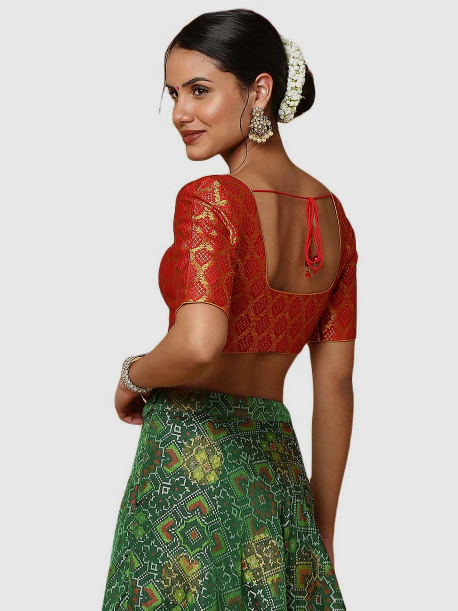 Salwar Studio Red Textured Readymade Blouse