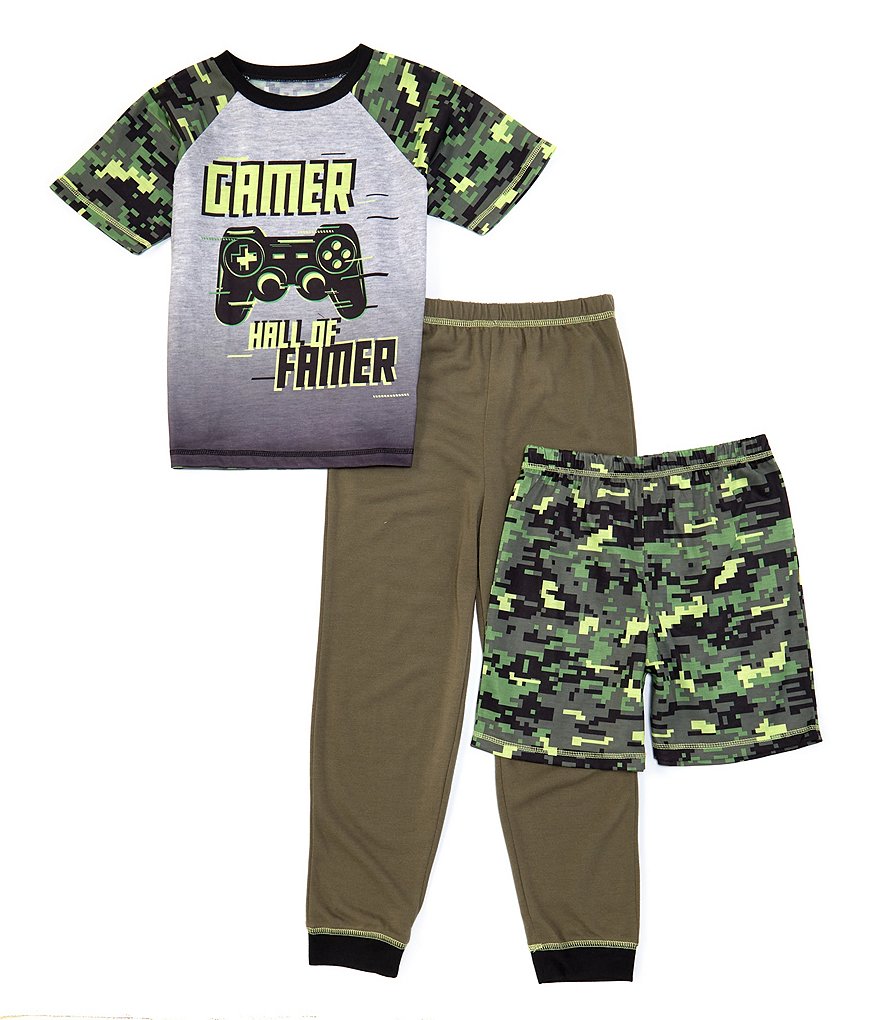 Komar Kids Little/Big Boys 4-16 Gamer Hall of Fame 3-Piece Pajamas Set