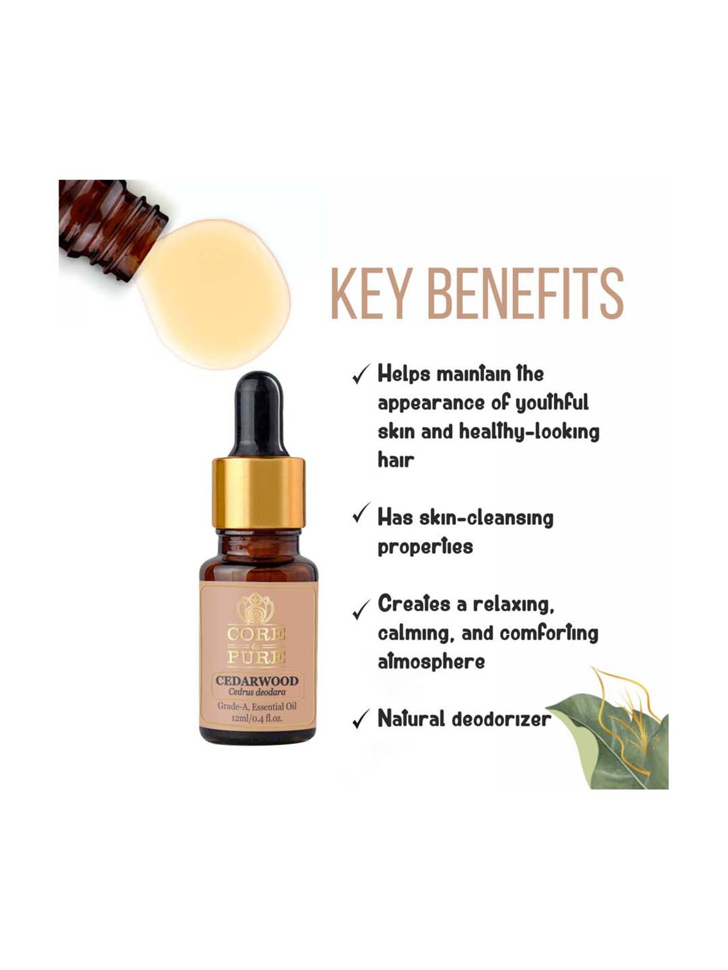 CORE & PURE Cedarwood Essential Oil - 12 ml