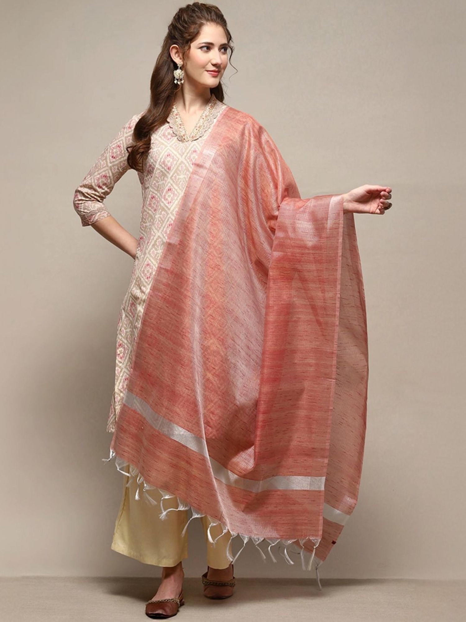 Biba Pink Woven Pattern Dupatta