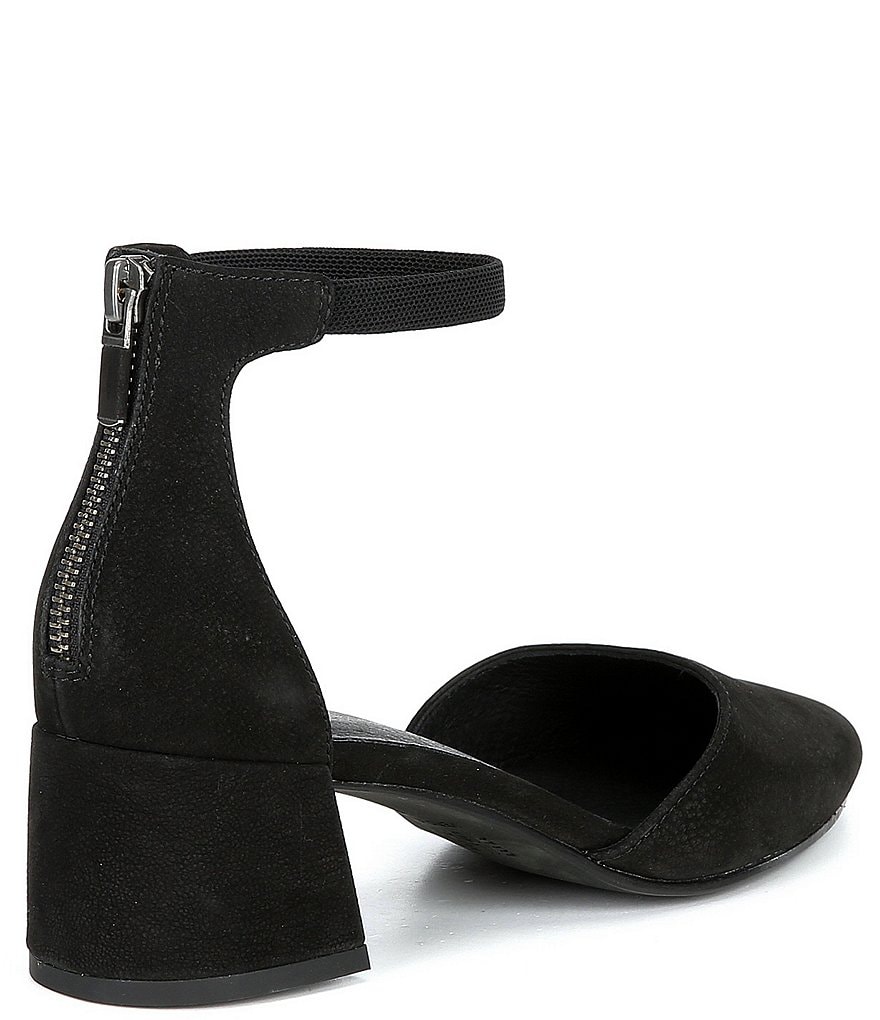 Eileen Fisher Goldie Nubuck Ankle Strap Block Heel Pumps