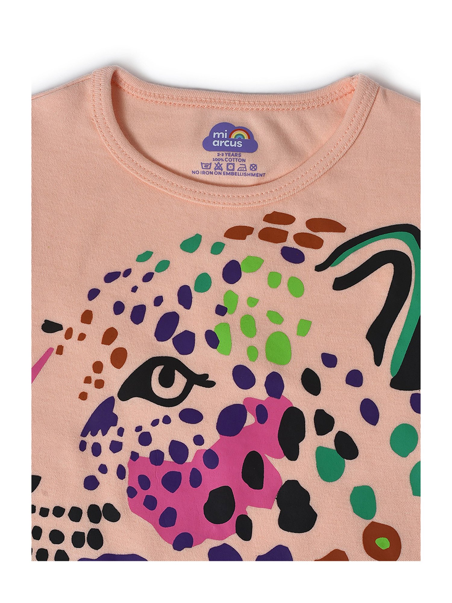 MiArcus Kids Peach Printed T-Shirt