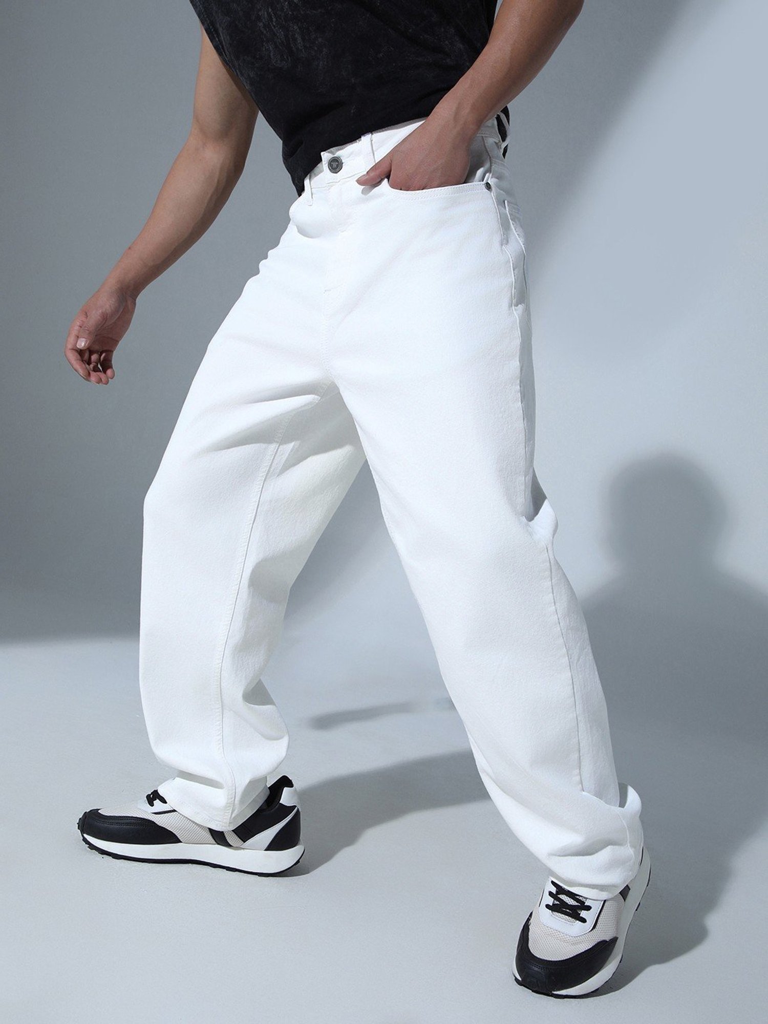 Hubberholme White Cotton Relaxed Fit Jeans