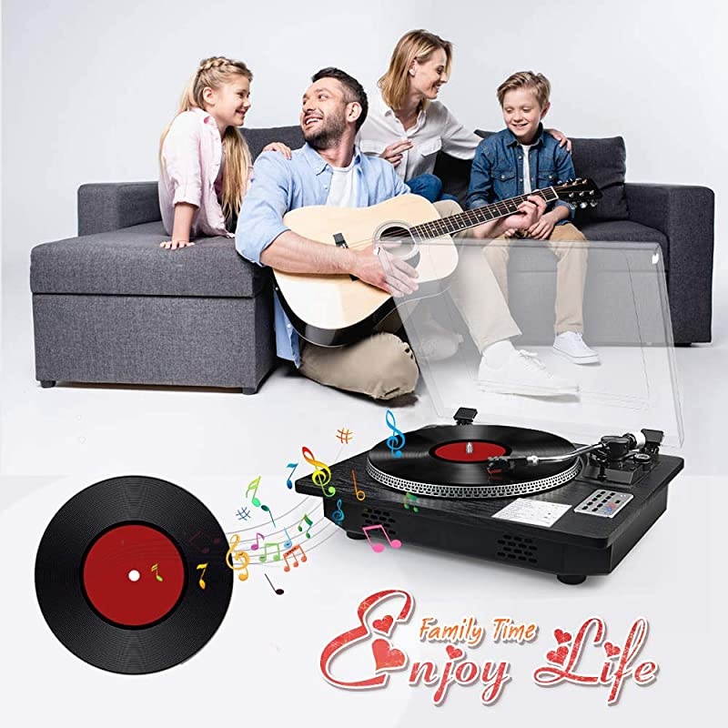 Record Player Turntable with Bluetooth Input OutputLP Player with Speakers USB to MP3 Encoding