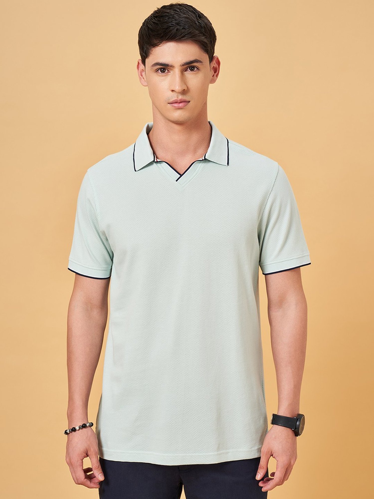 Byford By Pantaloons Turquoise Slim Fit Polo T-Shirt