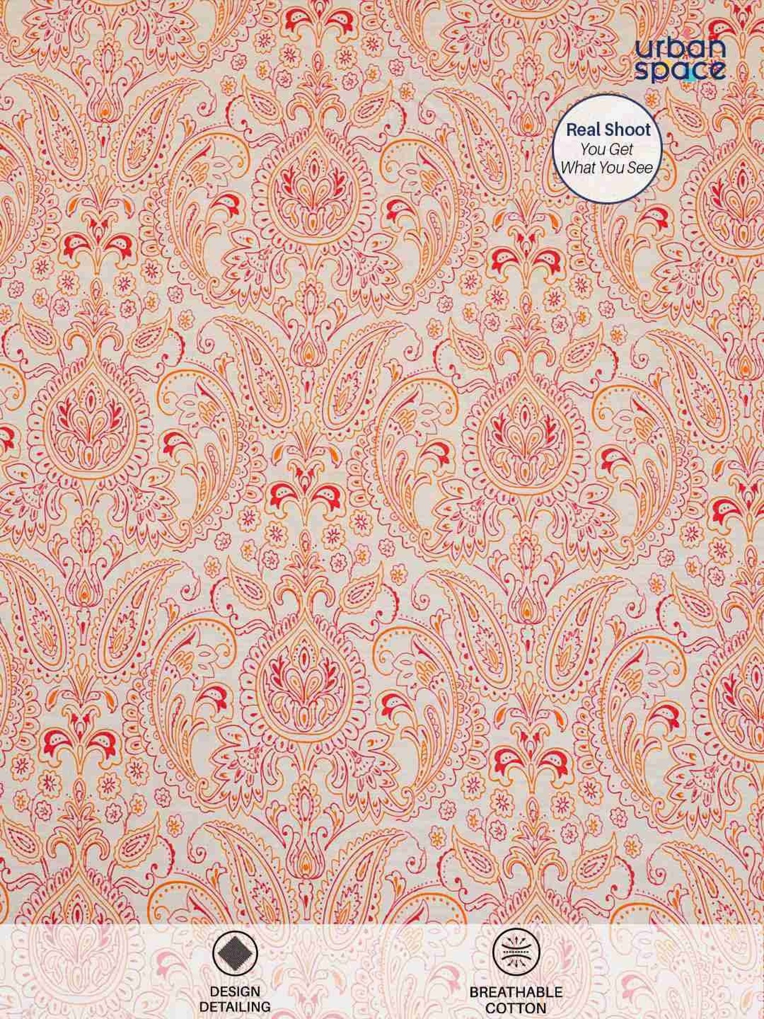 Urban Space Serene Pink Cotton 200 TC Queen Size Bedsheet With Pillow Covers