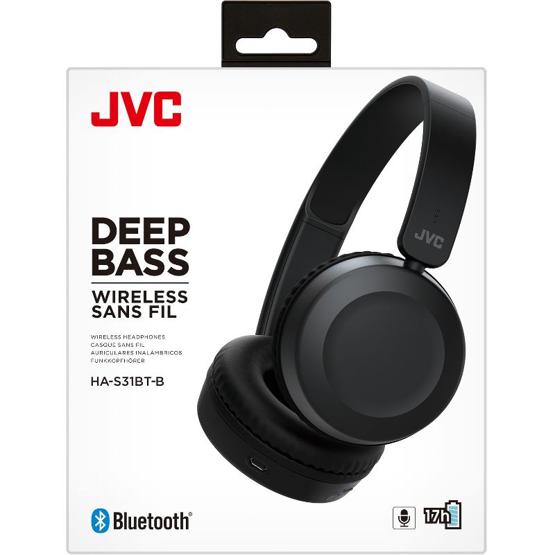 JVC Foldable Wireless On-ear Headphones - Stereo - Wireless - Bluetooth - 32.8 ft - 32 Ohm - 20 Hz - 20 kHz - Earbud - Binaural - In-ear
