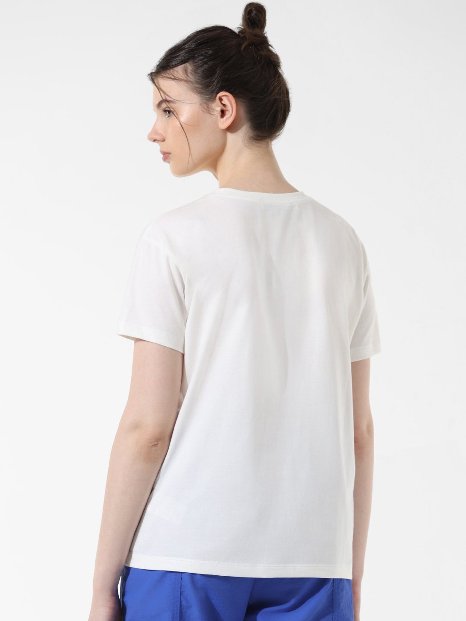 Only White Cotton Graphic Print T-Shirt