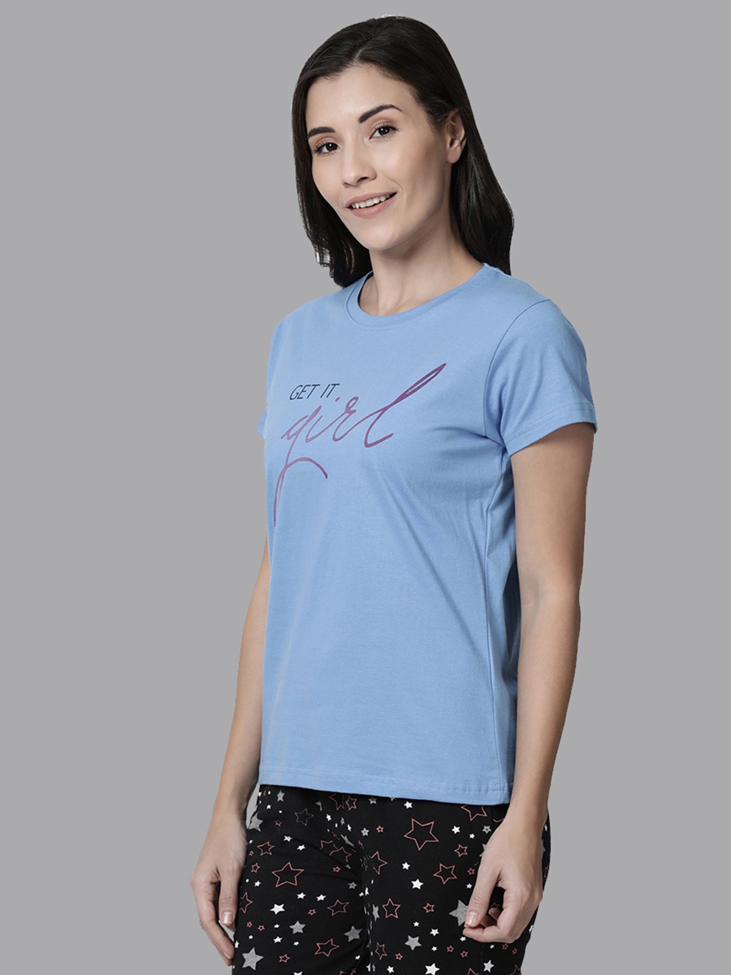 Kryptic Peach & Blue Cotton Graphic Print T-Shirt (Pack Of 2)