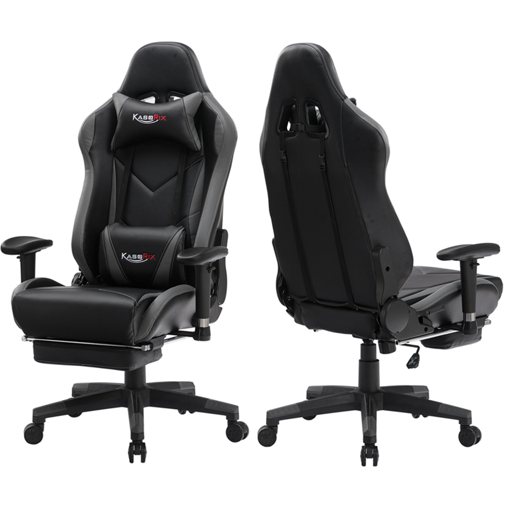 Kasorix Gaming Chair Racing Style Computer Chair with Footrest PU Leather Adjustable Gamer Chair with Headrest and Lumbar Support