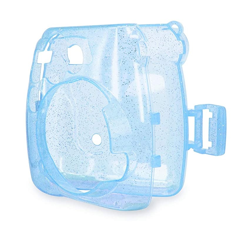 Crystal Camera Case w Adjustable Rainbow Shoulder Strap Compatible with Fujifilm Mini 8 Mini 8+ Mini 9 Camera, Blue Crystal
